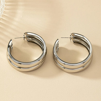 1 Pair Retro Simple Style Commute Round Plating Alloy Ear Studs