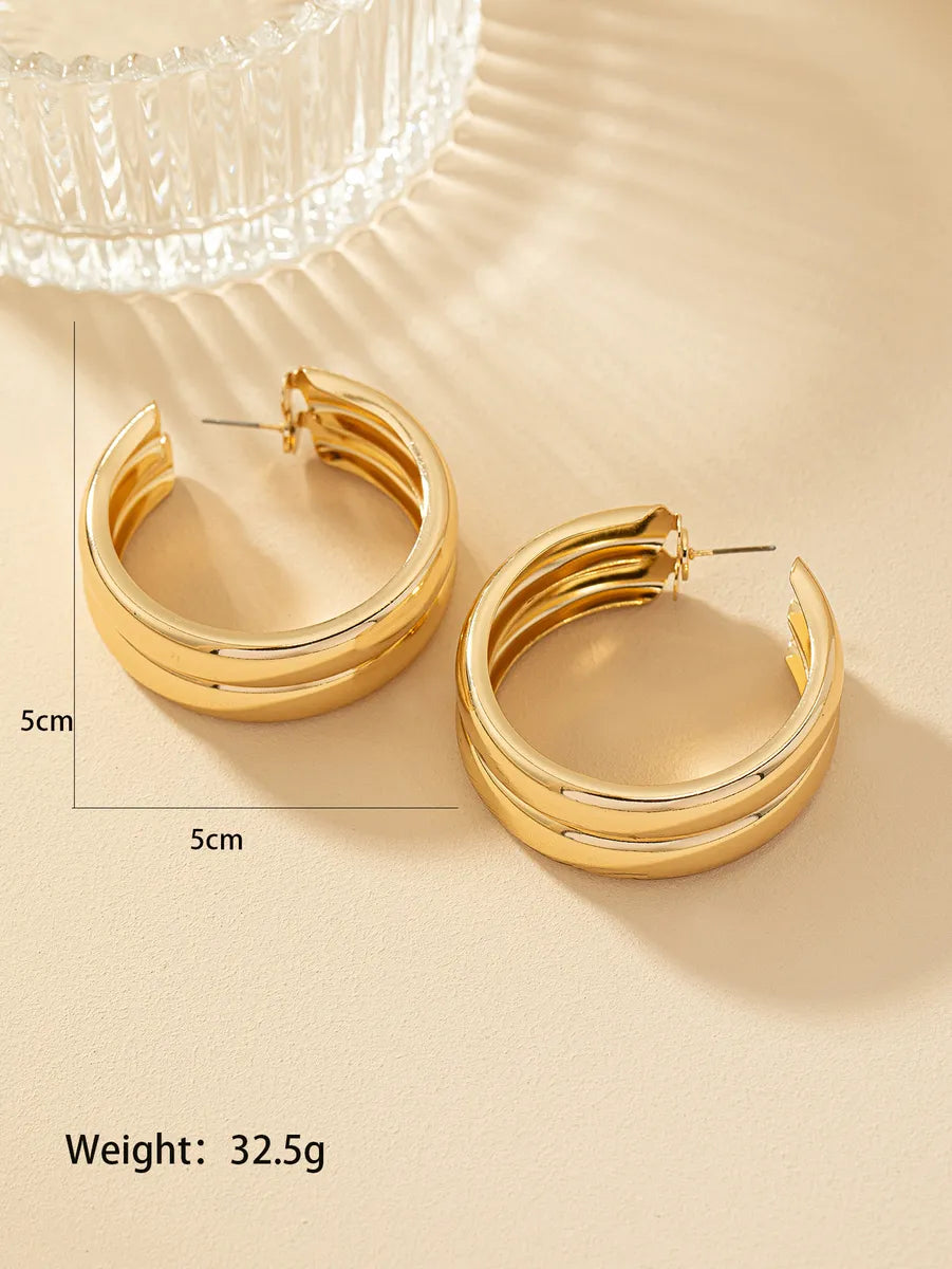 1 Pair Retro Simple Style Commute Round Plating Alloy Ear Studs