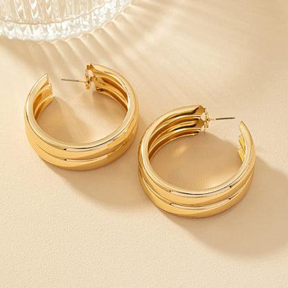 1 Pair Retro Simple Style Commute Round Plating Alloy Ear Studs