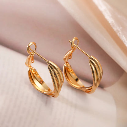 1 Pair Retro Simple Style Commute Solid Color Plating Copper Earrings