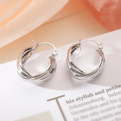 1 Pair Retro Simple Style Commute Solid Color Plating Copper Earrings