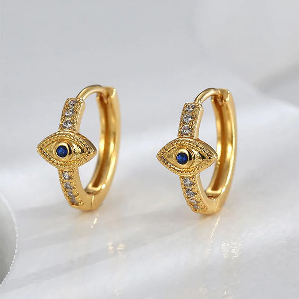 1 Pair Retro Simple Style Devil'S Eye Plating Inlay Copper Rhinestones Zircon 18k Gold Plated Drop Earrings