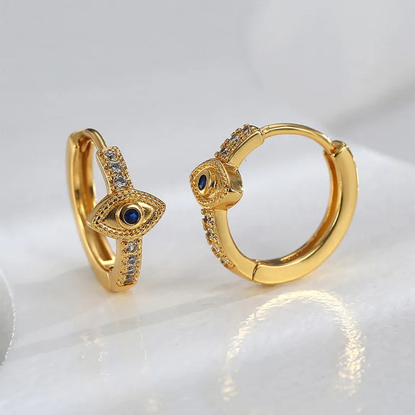 1 Pair Retro Simple Style Devil'S Eye Plating Inlay Copper Rhinestones Zircon 18k Gold Plated Drop Earrings