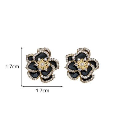 1 Pair Retro Simple Style Flower Inlay Copper Imitation Pearl Zircon Ear Studs