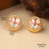 1 Pair Retro Simple Style Flower Lotus Lacquer Painting Inlay Alloy Copper Natural Pearl Zircon 18K Gold Plated Ear Studs