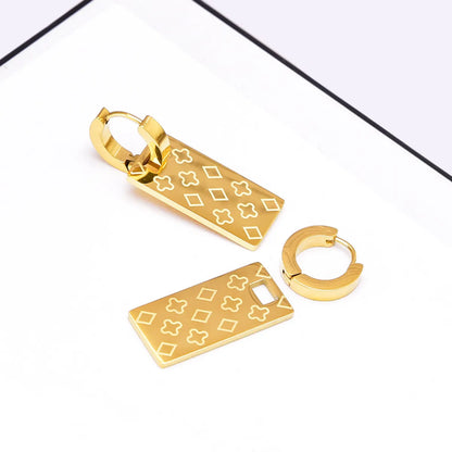 1 Pair Retro Simple Style Flower Plating Titanium Steel 18K Gold Plated Drop Earrings