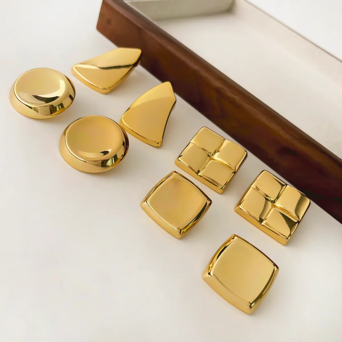 1 Pair Retro Simple Style Geometric Copper 18K Gold Plated Ear Studs