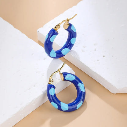 1 Pair Retro Simple Style Geometric Enamel Plating Titanium Steel 18k Gold Plated Hoop Earrings