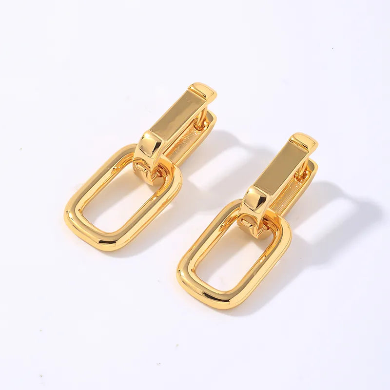 1 Pair Retro Simple Style Geometric Plating Copper K Gold Plated Drop Earrings