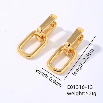 1 Pair Retro Simple Style Geometric Plating Copper K Gold Plated Drop Earrings