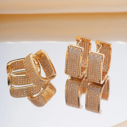 1 Pair Retro Simple Style Geometric Plating Inlay Copper Zircon Rose Gold Plated White Gold Plated Gold Plated Earrings