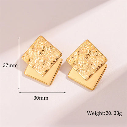 1 Pair Retro Simple Style Geometric Plating Stainless Steel 18k Gold Plated Ear Studs