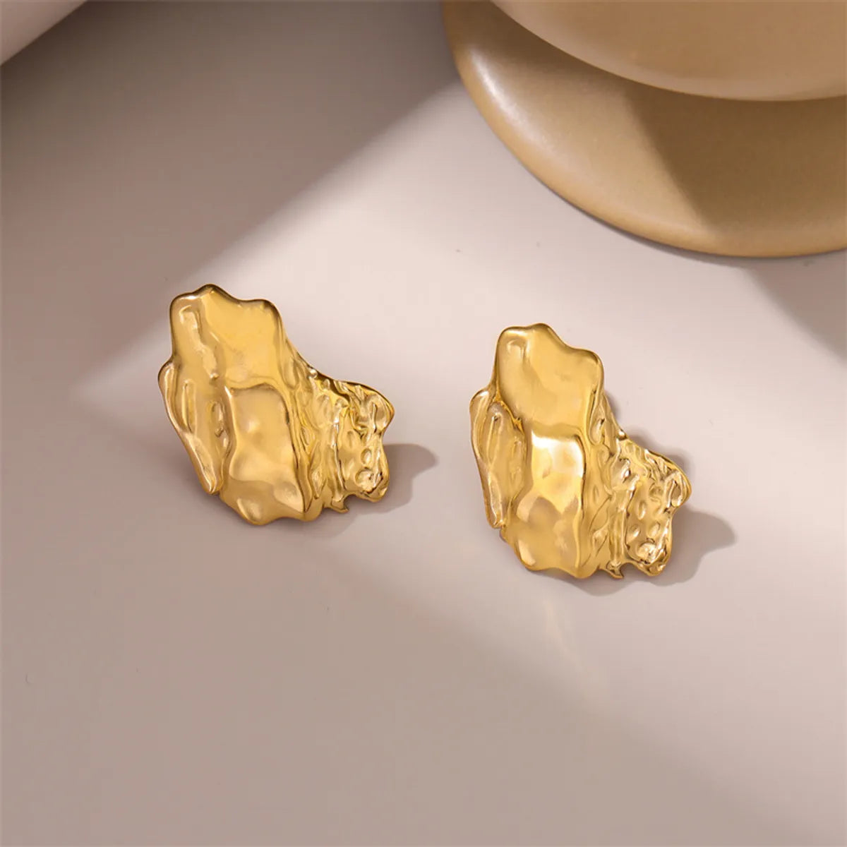 1 Pair Retro Simple Style Geometric Plating Stainless Steel 18k Gold Plated Ear Studs