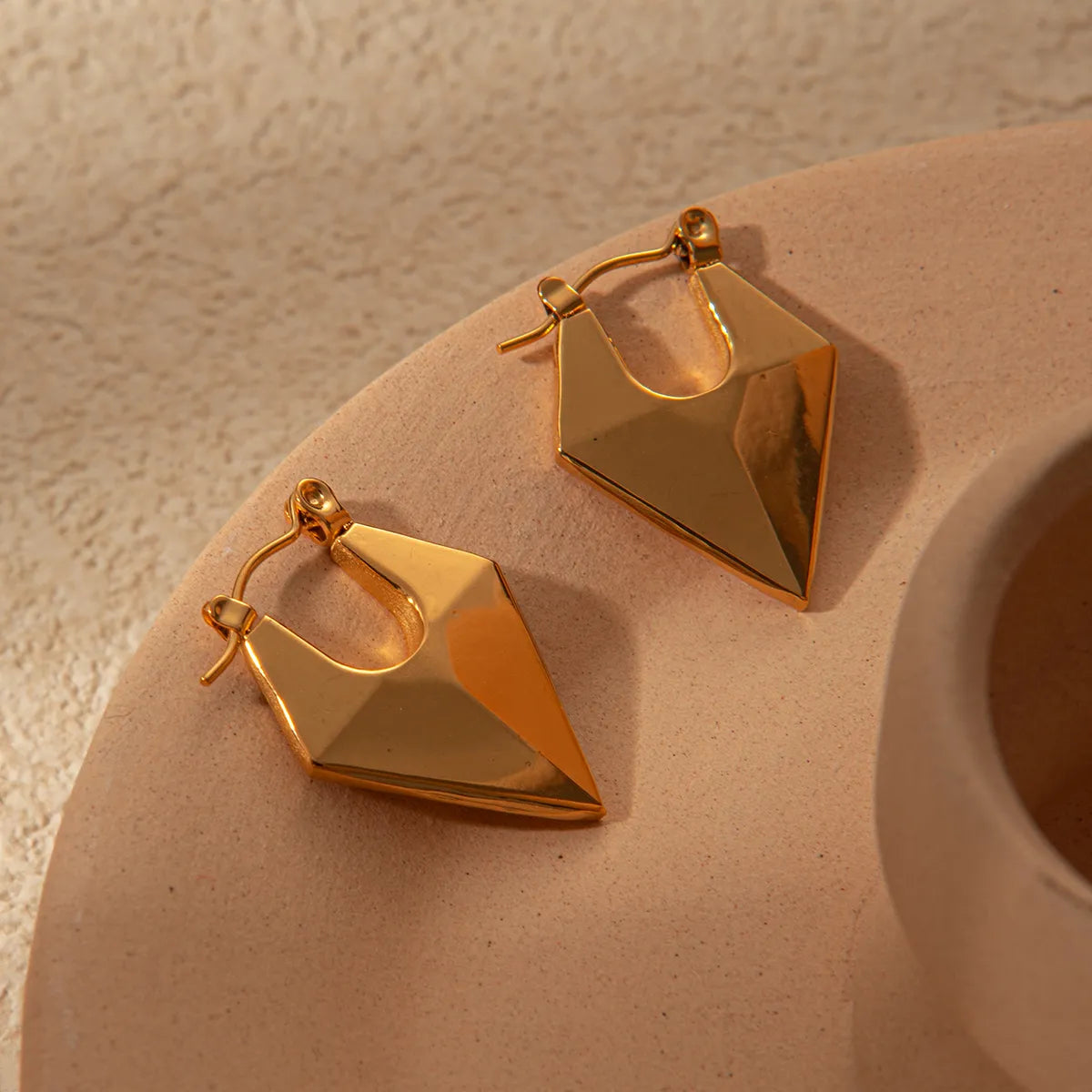 1 Pair Retro Simple Style Geometric Plating Stainless Steel Gold Plated Earrings