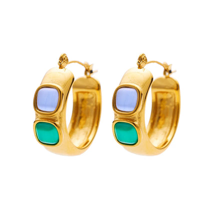 1 Pair Retro Simple Style Geometric Plating Titanium Steel 18k Gold Plated Earrings