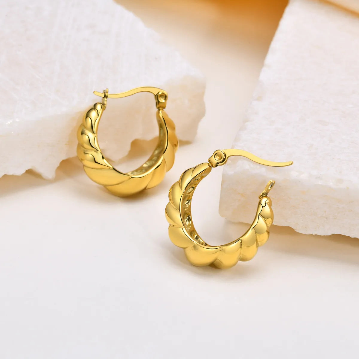 1 Pair Retro Simple Style Geometric Stainless Steel Gold Plated Earrings