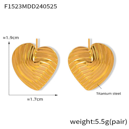 1 Pair Retro Simple Style Heart Shape 304 Stainless Steel 18K Gold Plated Ear Studs