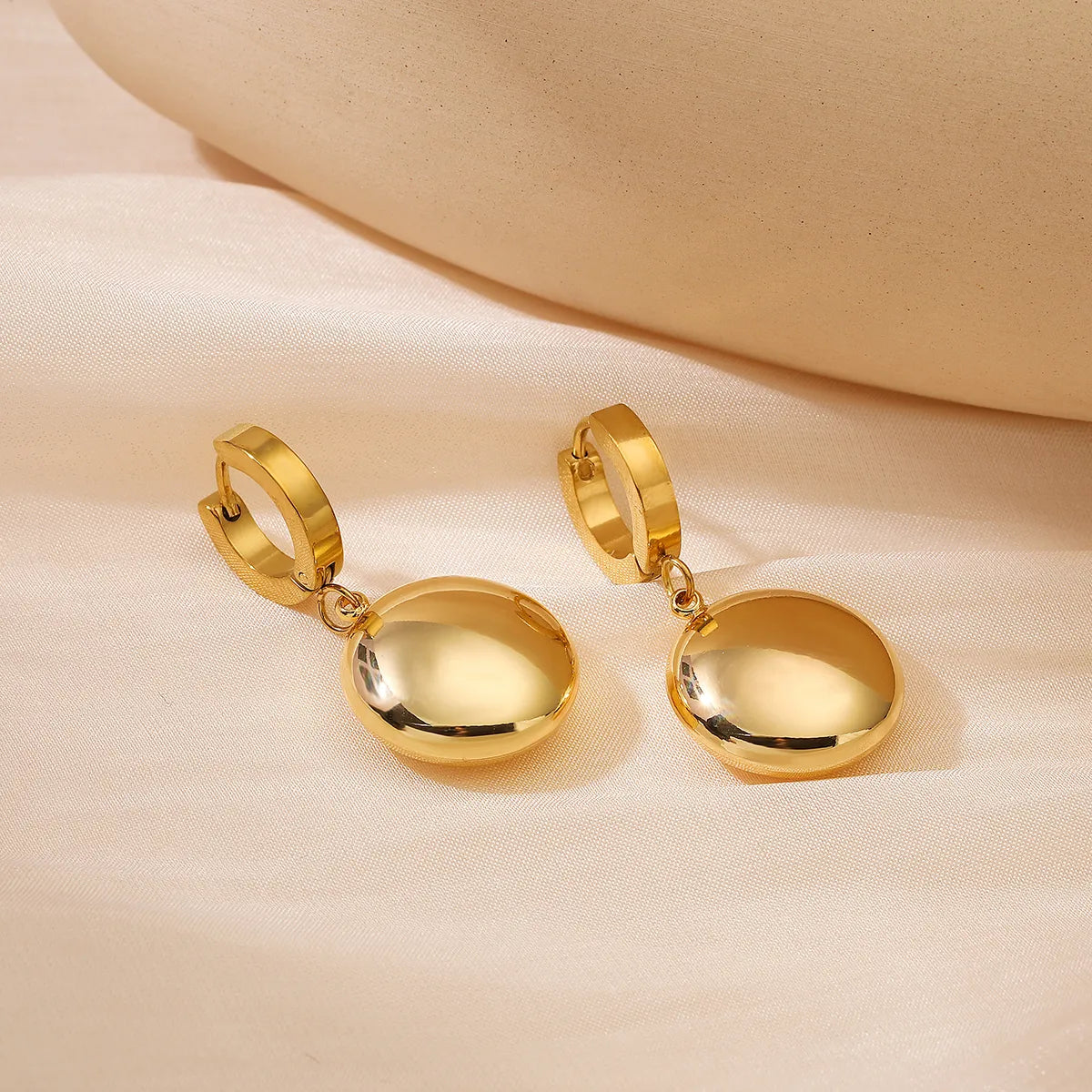 1 Pair Retro Simple Style Heart Shape Plating 304 Stainless Steel 18K Gold Plated Drop Earrings