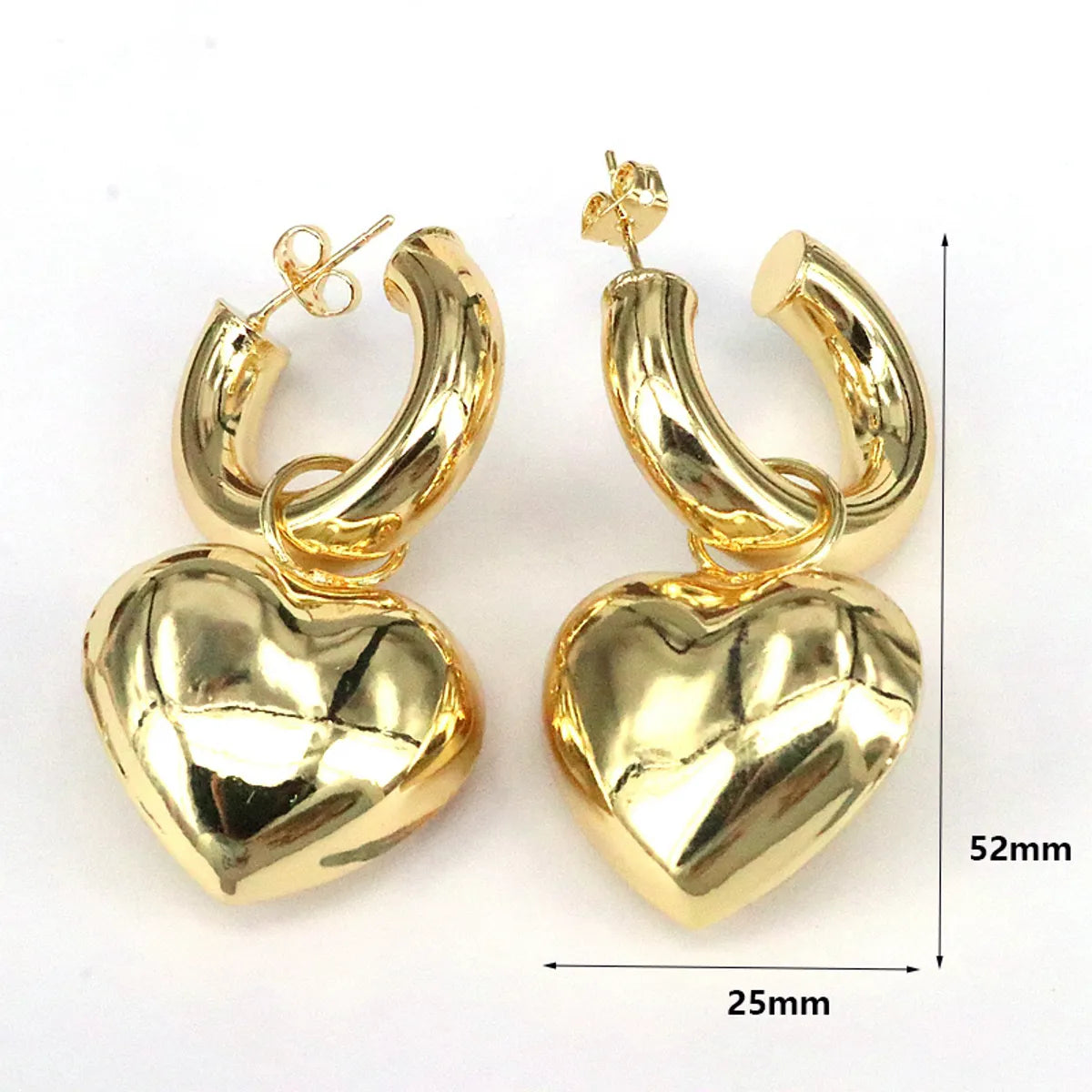 1 Pair Retro Simple Style Heart Shape Plating Copper 18k Gold Plated Drop Earrings