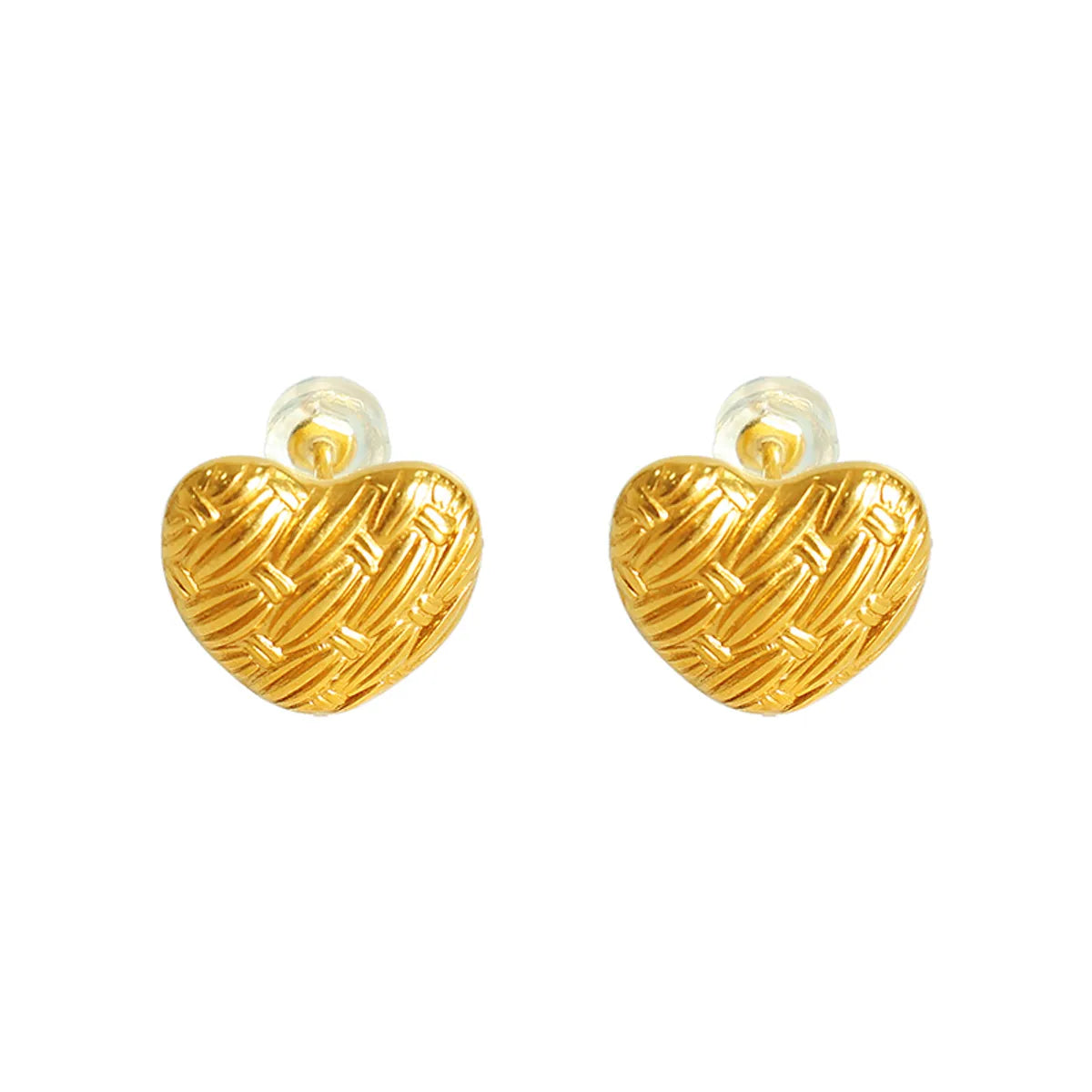 1 Pair Retro Simple Style Heart Shape Plating Titanium Steel 18k Gold Plated Ear Studs