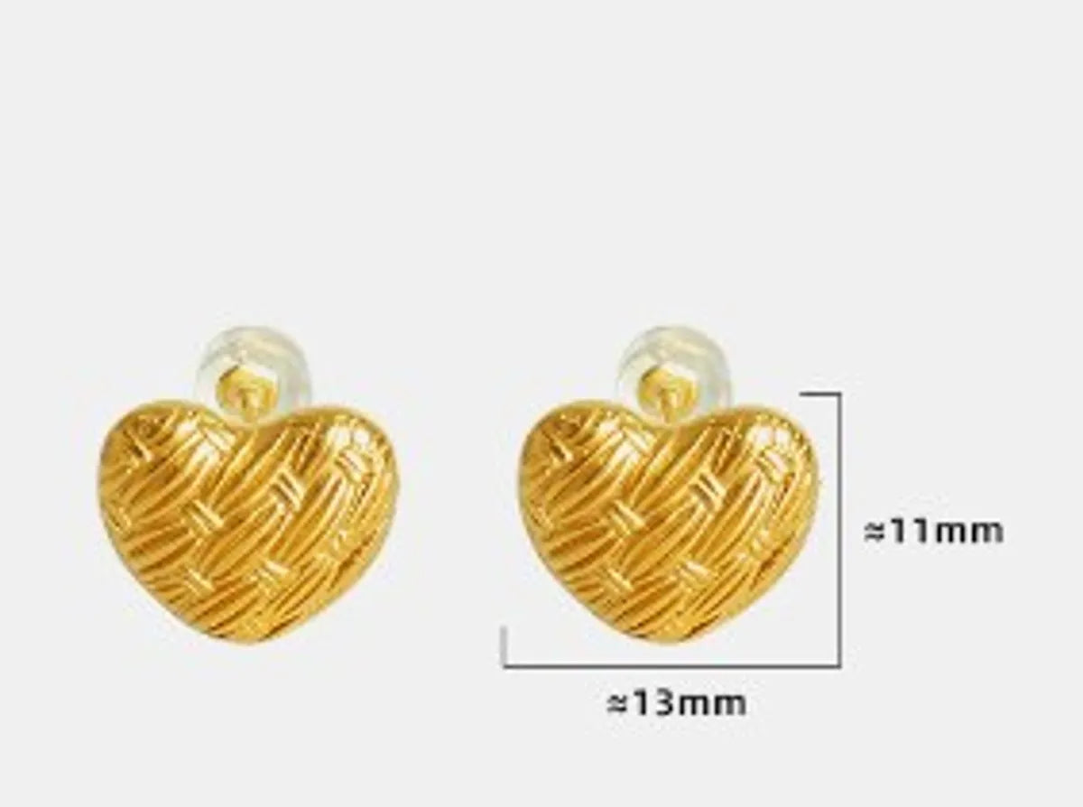 1 Pair Retro Simple Style Heart Shape Plating Titanium Steel 18k Gold Plated Ear Studs