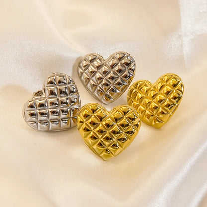 1 Pair Retro Simple Style Heart Shape Stainless Steel 14K Gold Plated Ear Studs