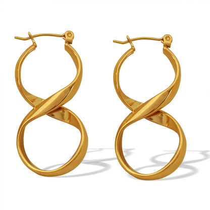 1 Pair Retro Simple Style Infinity Curve Lines Plating Titanium Steel 18k Gold Plated Earrings