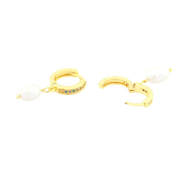 1 Pair Retro Simple Style Irregular Plating Inlay Freshwater Pearl Copper Zircon 18k Gold Plated Drop Earrings