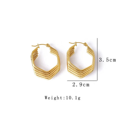 1 Pair Retro Simple Style Irregular Plating Titanium Steel Hoop Earrings