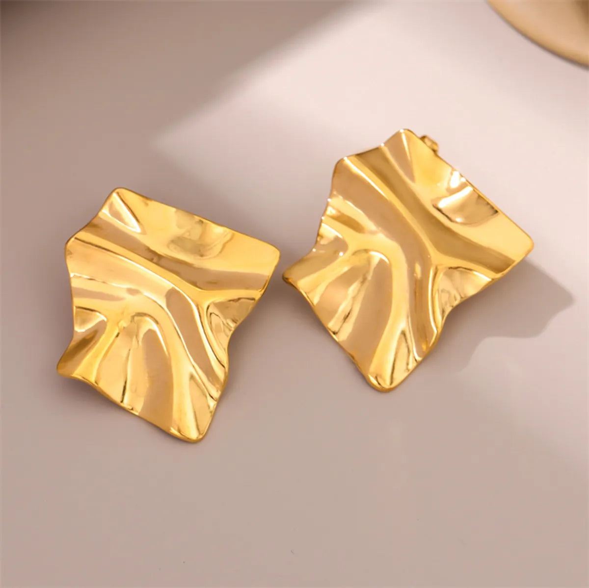 1 Pair Retro Simple Style Irregular Square Plating Stainless Steel 18k Gold Plated Ear Studs