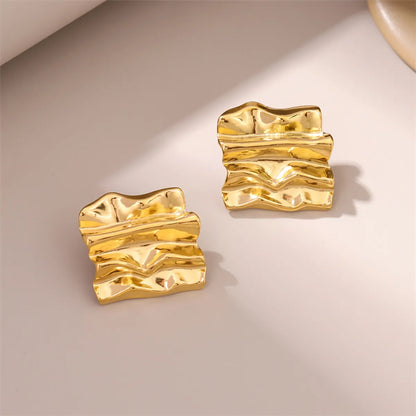 1 Pair Retro Simple Style Irregular Square Plating Stainless Steel 18k Gold Plated Ear Studs