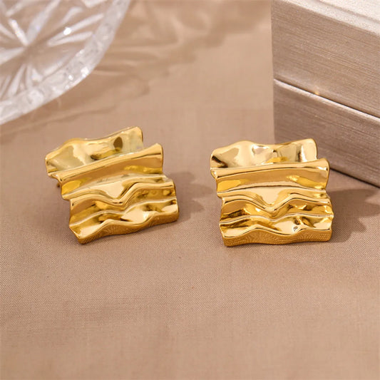 1 Pair Retro Simple Style Irregular Square Plating Stainless Steel 18k Gold Plated Ear Studs