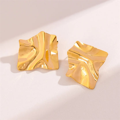 1 Pair Retro Simple Style Irregular Square Plating Stainless Steel 18k Gold Plated Ear Studs