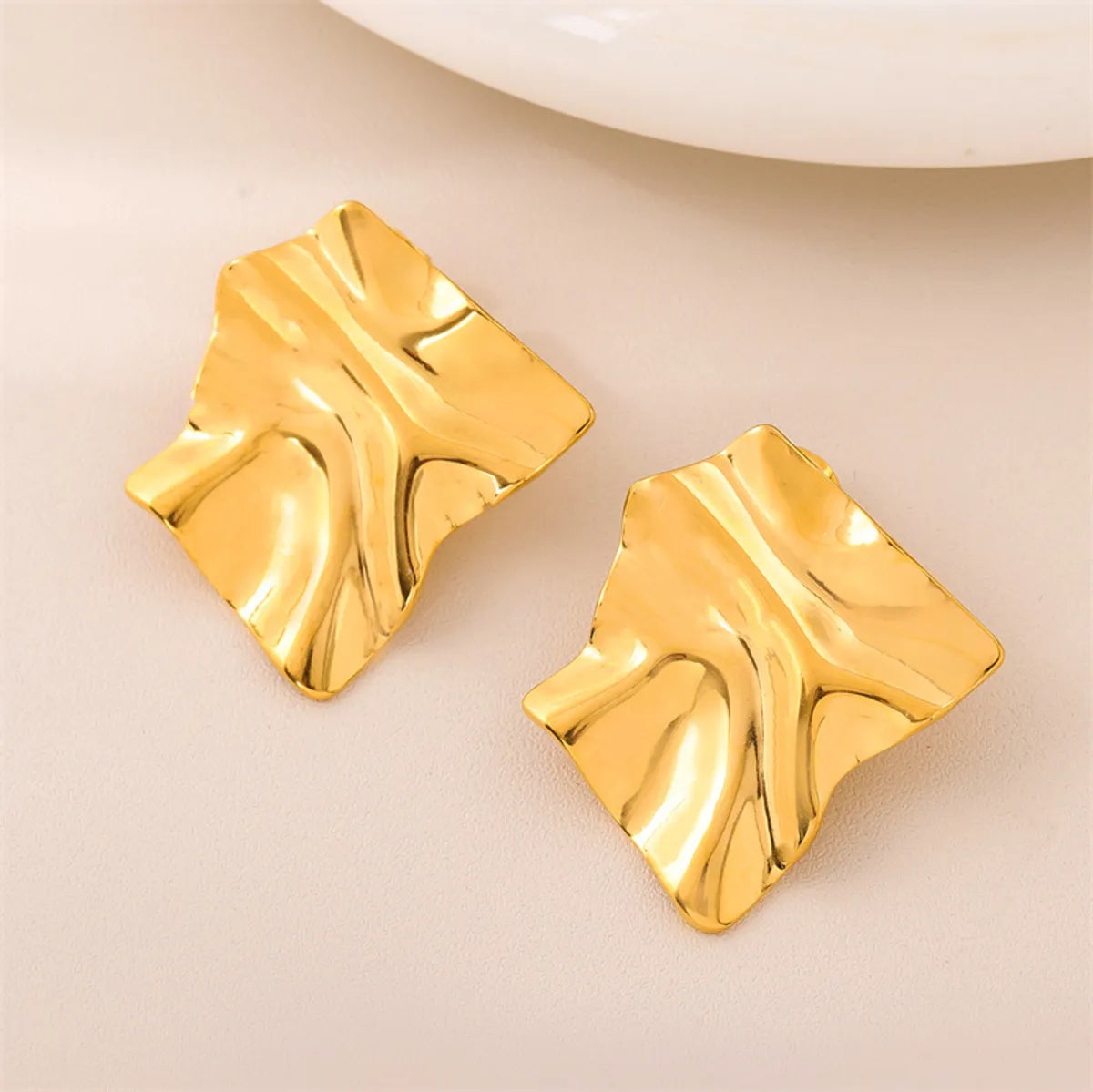 1 Pair Retro Simple Style Irregular Square Plating Stainless Steel 18k Gold Plated Ear Studs