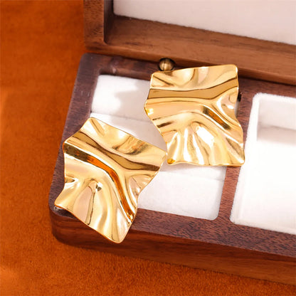 1 Pair Retro Simple Style Irregular Square Plating Stainless Steel 18k Gold Plated Ear Studs