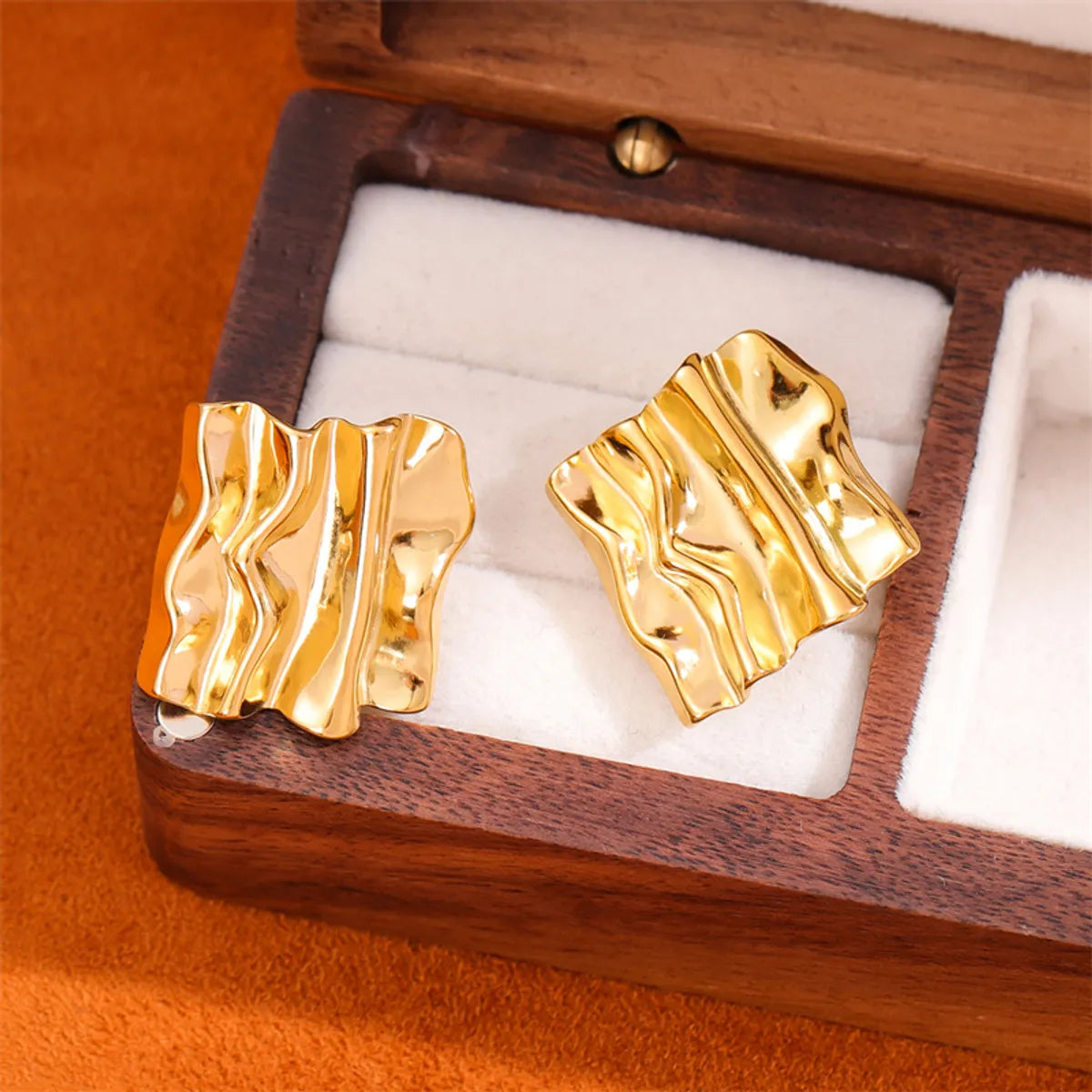 1 Pair Retro Simple Style Irregular Square Plating Stainless Steel 18k Gold Plated Ear Studs