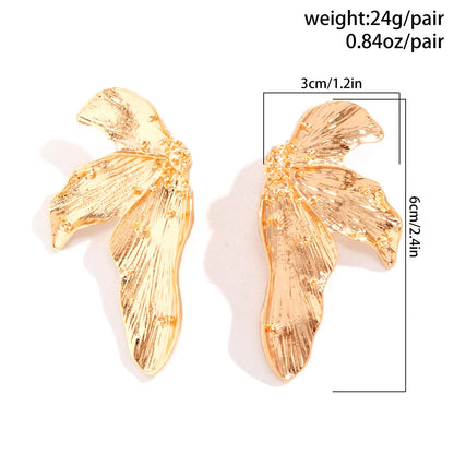 1 Pair Retro Simple Style Leaf Plating Alloy Ear Studs