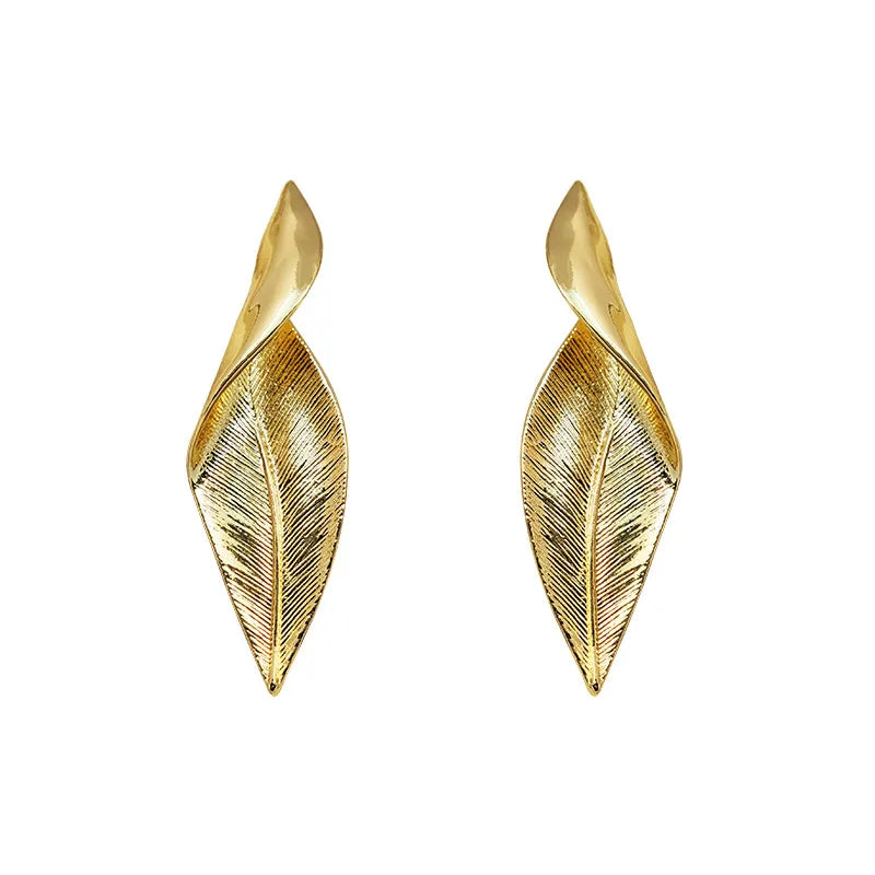 1 Pair Retro Simple Style Leaves Copper Ear Studs