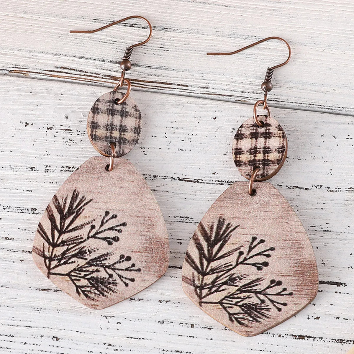 1 Pair Retro Simple Style Leaves Wood Drop Earrings