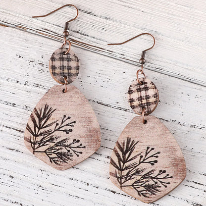 1 Pair Retro Simple Style Leaves Wood Drop Earrings