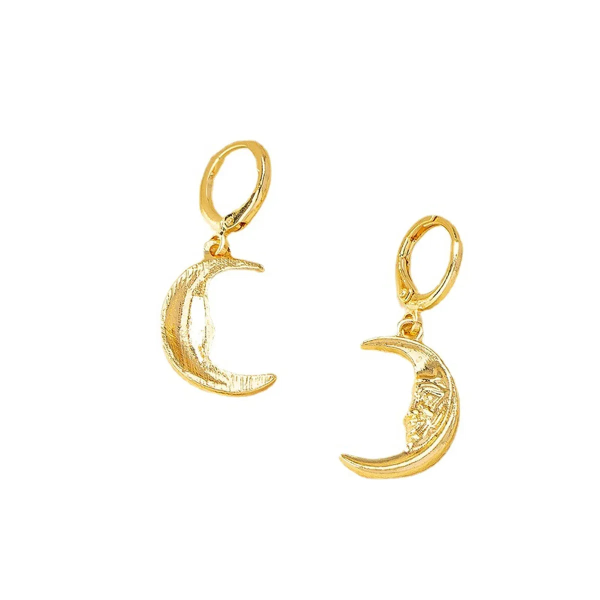 1 Pair Retro Simple Style Moon Plating Alloy Gold Plated Drop Earrings