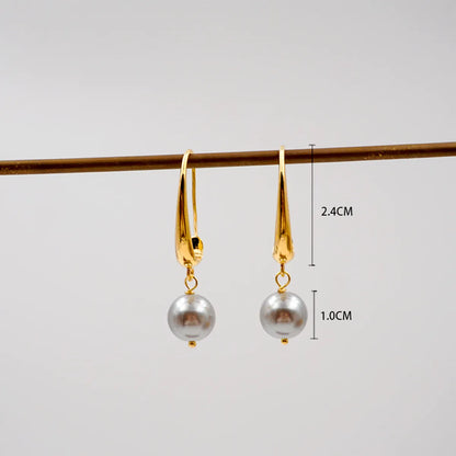 1 Pair Retro Simple Style Pearl Imitation Pearl Copper Drop Earrings