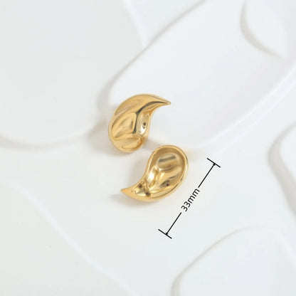 1 Pair Retro Simple Style Roman Style Solid Color Plating Stainless Steel 18K Gold Plated Ear Studs