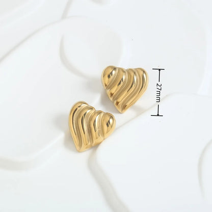 1 Pair Retro Simple Style Roman Style Solid Color Plating Stainless Steel 18K Gold Plated Ear Studs