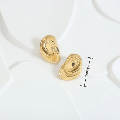 1 Pair Retro Simple Style Roman Style Solid Color Plating Stainless Steel 18K Gold Plated Ear Studs