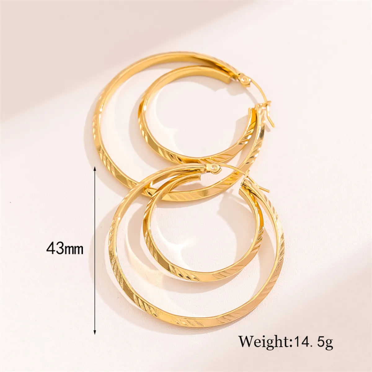 1 Pair Retro Simple Style Round Plating Stainless Steel 18k Gold Plated Hoop Earrings