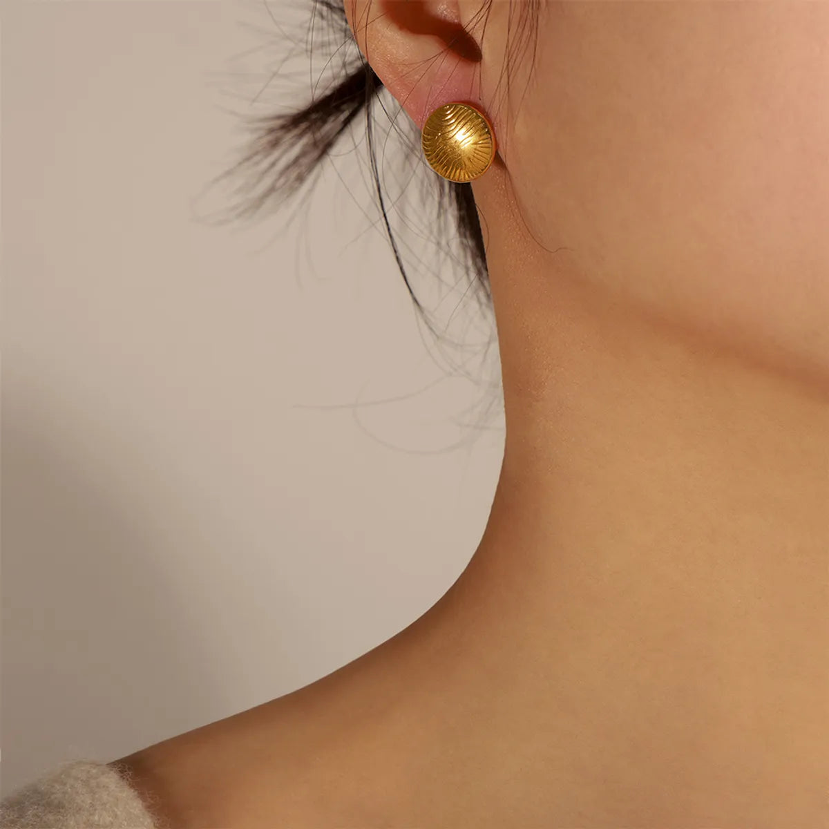 1 Pair Retro Simple Style Round Plating Titanium Steel 18k Gold Plated Ear Studs