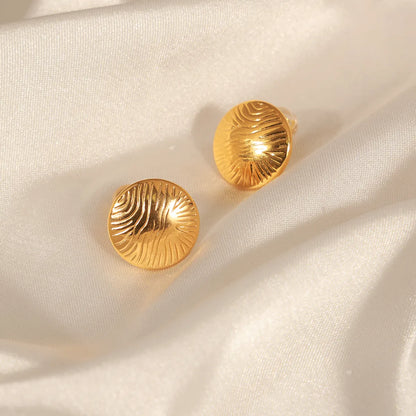 1 Pair Retro Simple Style Round Plating Titanium Steel 18k Gold Plated Ear Studs