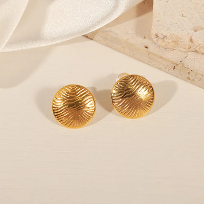 1 Pair Retro Simple Style Round Plating Titanium Steel 18k Gold Plated Ear Studs