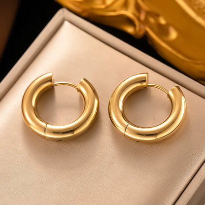 1 Pair Retro Simple Style Round Plating Titanium Steel 18k Gold Plated Earrings